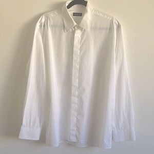 Bally Men's Cotton Long Sleeve White Dress Shirt